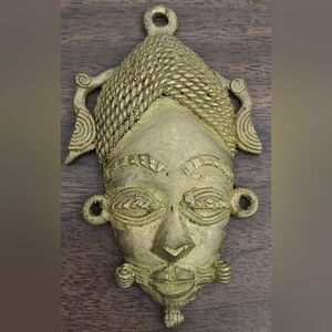 Large Vintage Baule West African Mask Pendant 4.5 Inches
